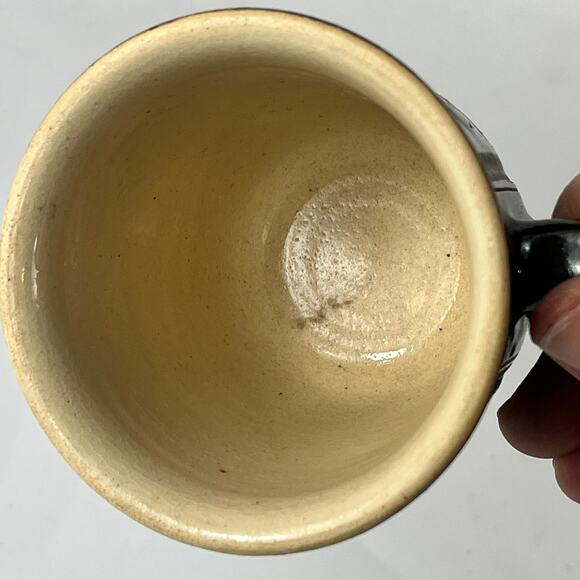 German Blue Spade Coffee Cup Signed Pottery Vtg Unique 3" Tea Wine Handarbeit - Picture 7 of 11